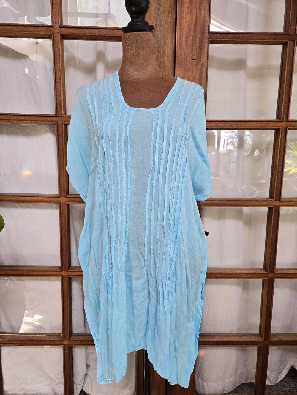Turquoise Pintuck Women's Cover Up /Kaftan